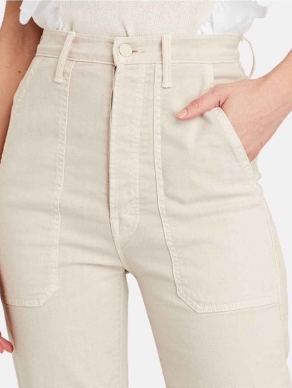 MOTHER Cream High-Rise Ankle Cropped Jeans - Picture 13 of 14